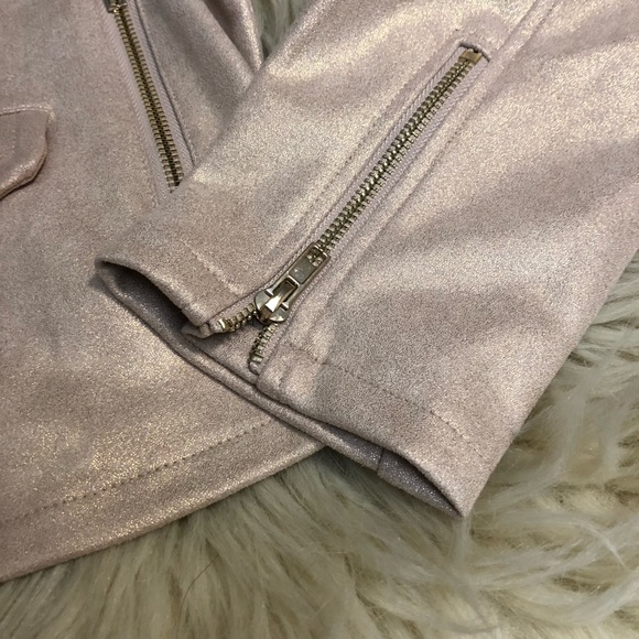ANTHROPOLOGIE Rose gold suede feel moto jacket - Picture 5 of 7